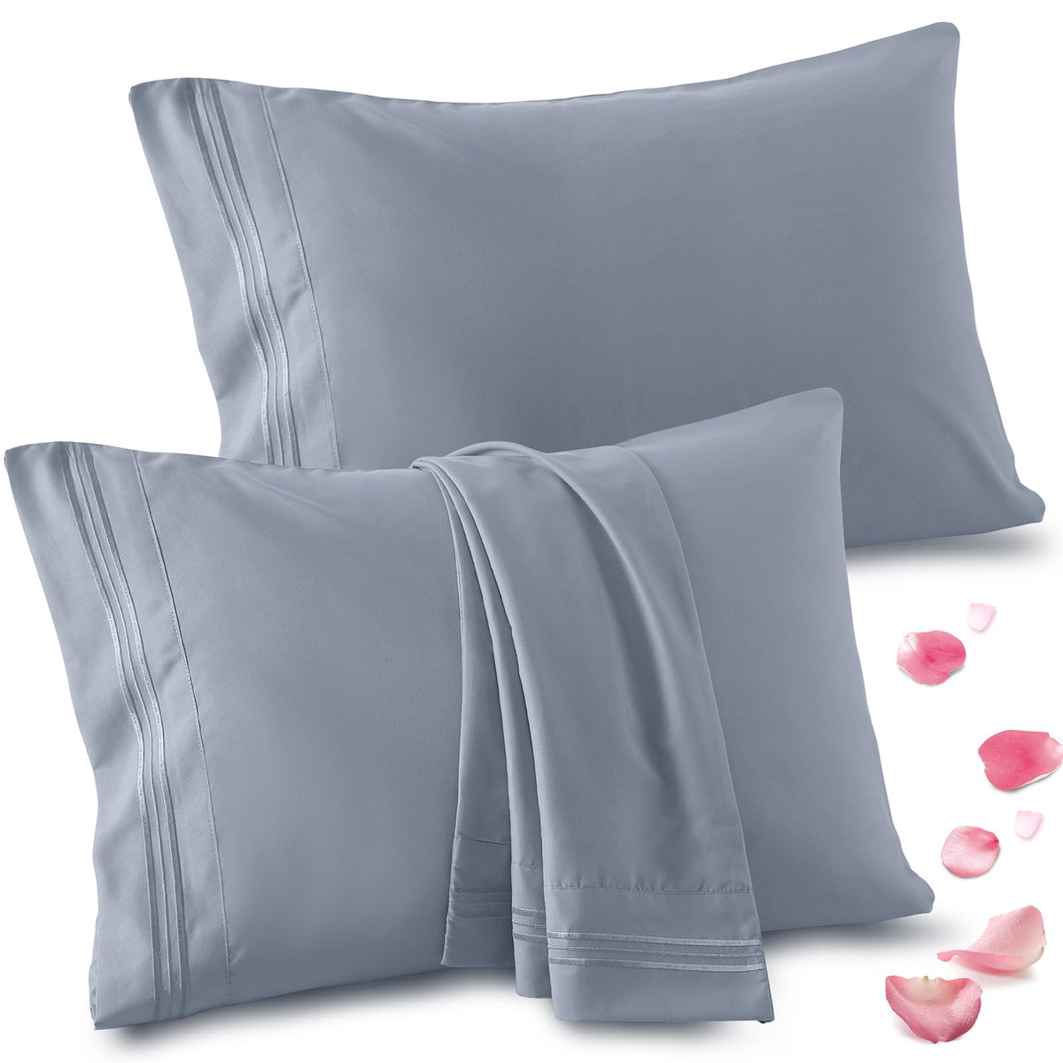 Vonty 2 Pack Sage Green Standard Pillowcases, 20x26, 1800 Microfiber