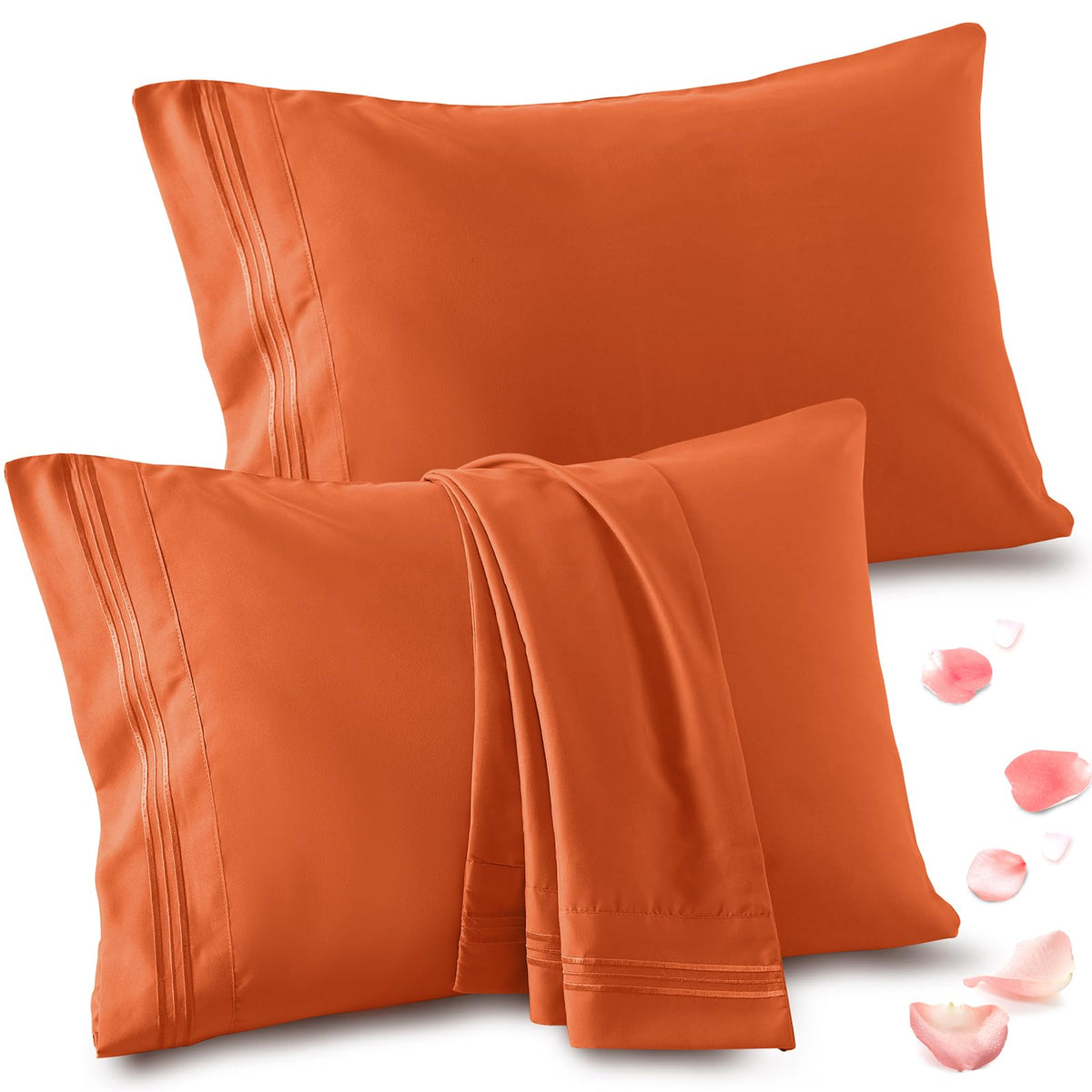 Vonty 2 Pack Sage Green Standard Pillowcases, 20x26, 1800 Microfiber