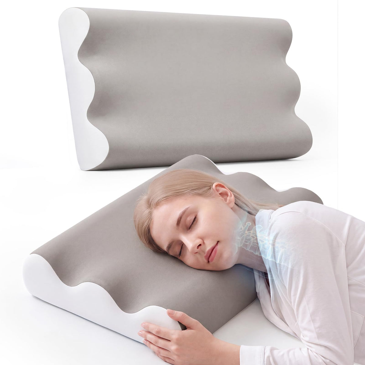 NEWBULIG Contour Memory Foam Cervical Pillow with Neck Support