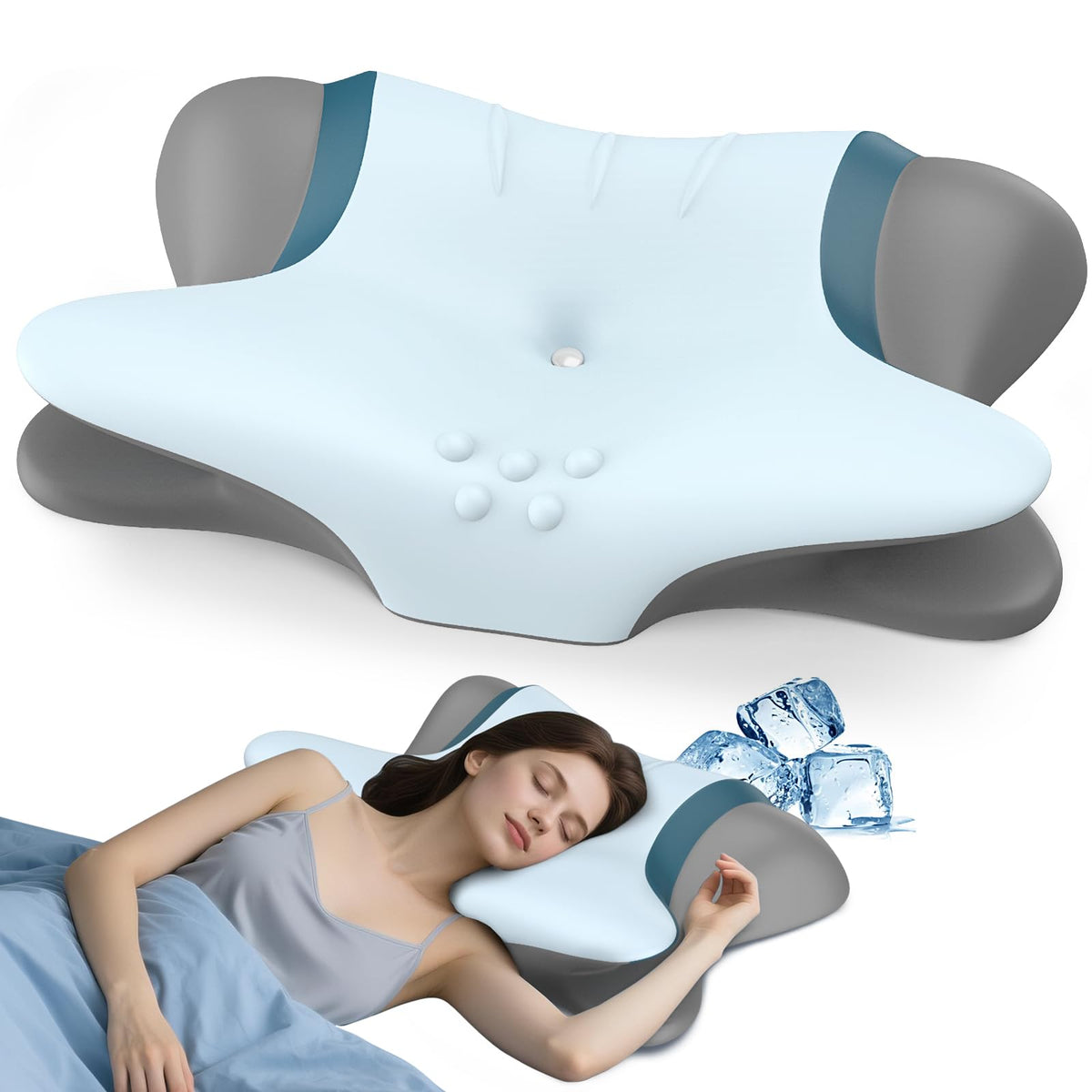 Cervical Pillow for Neck Pain Relief, Ergonomic Neck Pillow for Sleeping, Orthopedic Contour Side Sleeper Pillow for Neck Support, Memory Foam Pillows for Back Stomach Sleepers