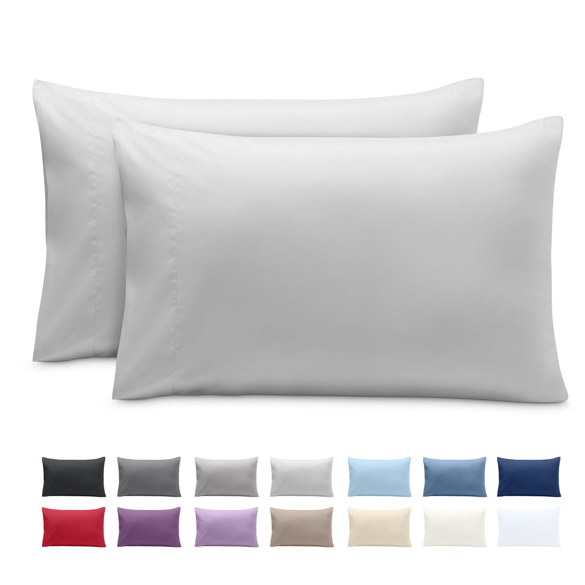 Bare Home Pillowcases Open End (Standard Set of 2, Grey)