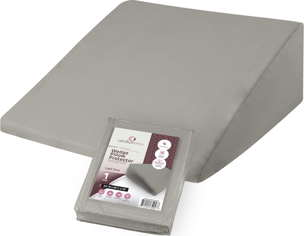 CirclesHome Pillow Protectors 4 Pack Standard Zippered - 100% Cotton Breathable Pillowcases - Protects Pillows from Dirt, Dust and Debri (Standard - Set of 4 - 20x26)