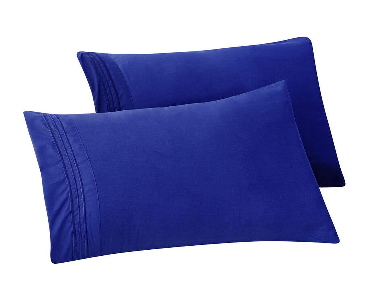 Elegant Comfort 4-PACK Solid Pillowcases 1500 Premium Hotel Quality Microfiber - Smooth Weave, Wrinkle and Stain Resistant, Easy Slip-On, 4-Piece Set, Standard/Queen Pillowcase, Gray