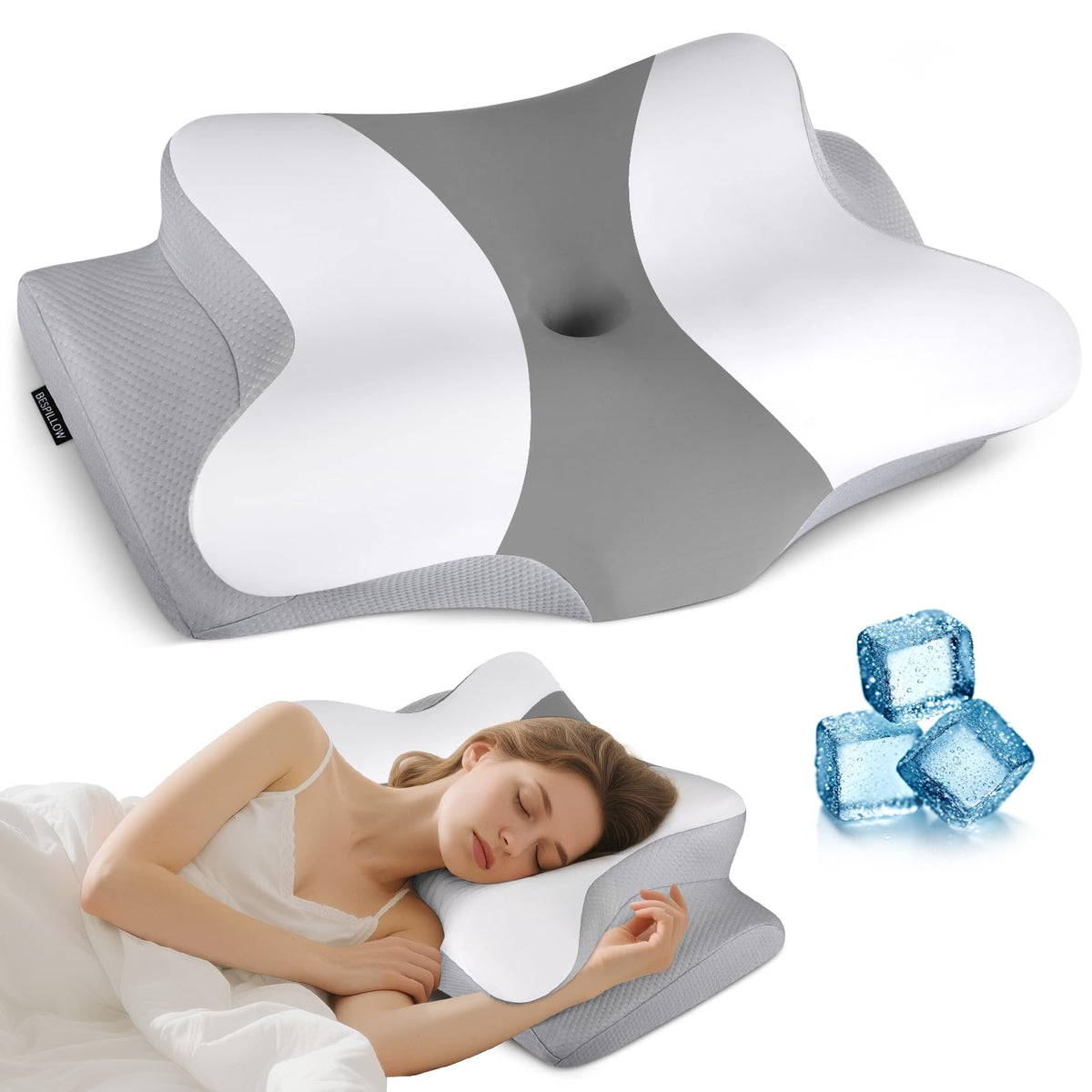 Cervical Neck Pillow for Pain Relief - Ergonomic Pillow Side Sleeper Pillow for Sleeping, Orthopedic Bed Pillow Neck Support Pillow, Contour Memory Foam Pillows for Side Back Sleepers