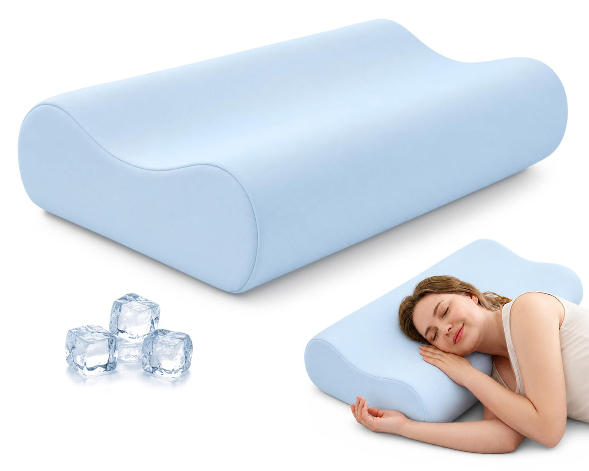 AM AEROMAX 32" King Contour Memory Foam Pillow for Neck Pain Relief, White