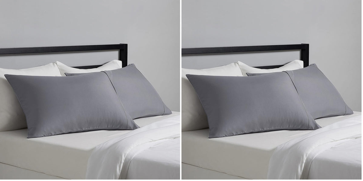 Amazon Basics Standard Pillowcases Set of 2 - Lightweight, Super Soft Easy Care Microfiber, Dark Gray, 30" L x 20" W, Pillows Not Included