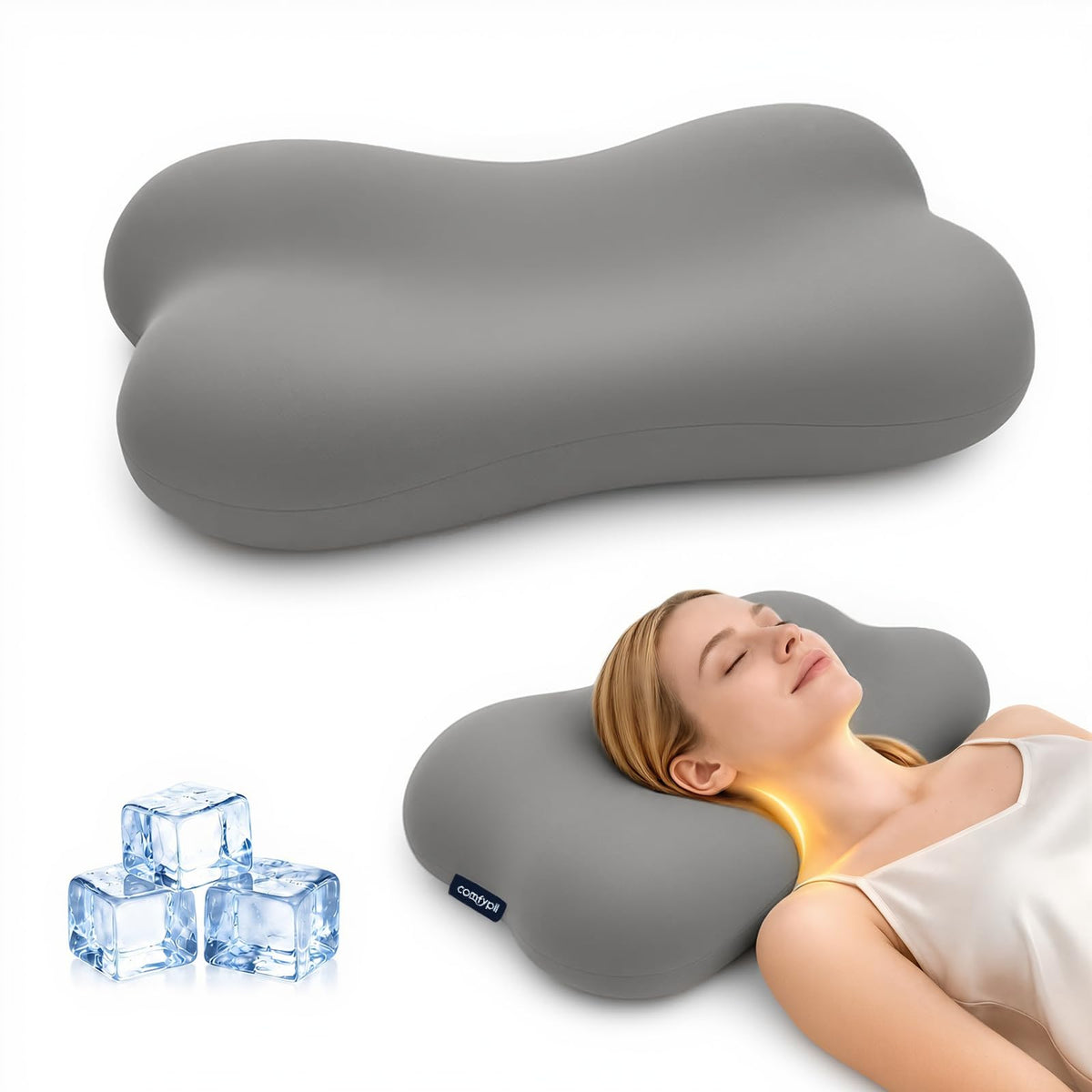 Cervical Neck Pillow for Sleeping, Memory Foam Pillows, White