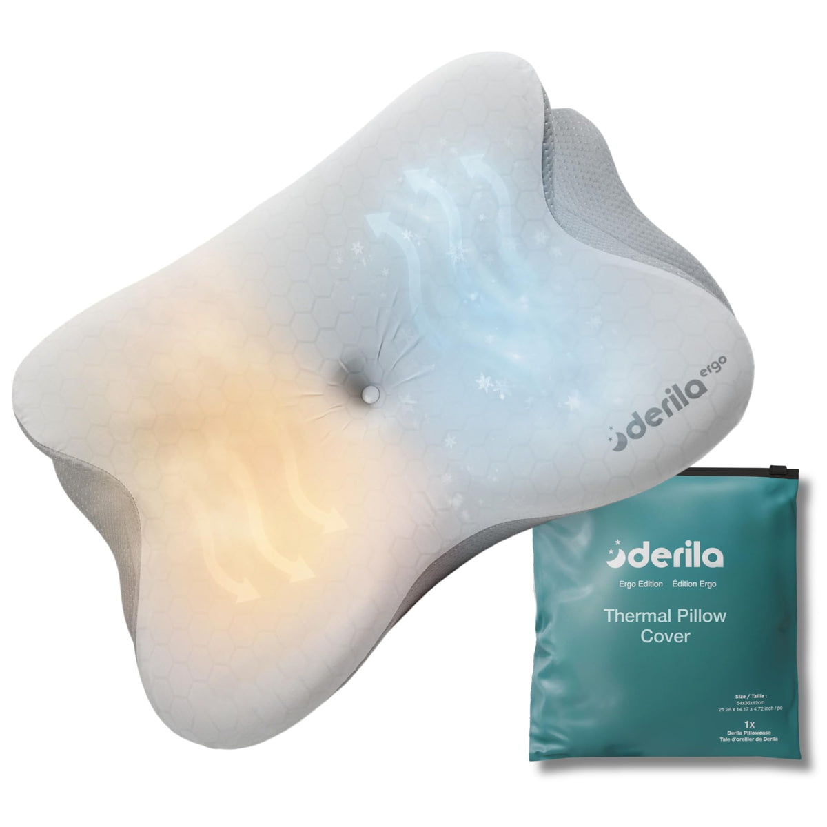 Derila Ergo Cervical Neck Pillow for Sleeping Pillow Contour Memory Foam Pillows for Back, Side Sleeper Pillows 21.25 x 14.17 x 4.72 inches