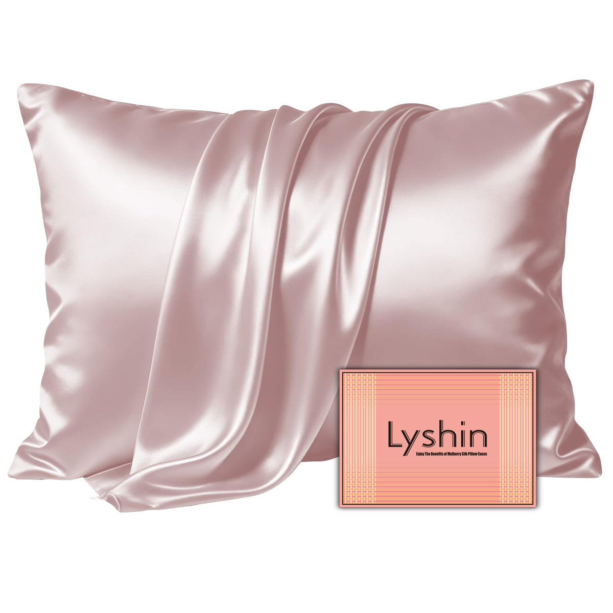 LYSHIN White Silk Pillow Cases Standard Size with Hidden Zipper