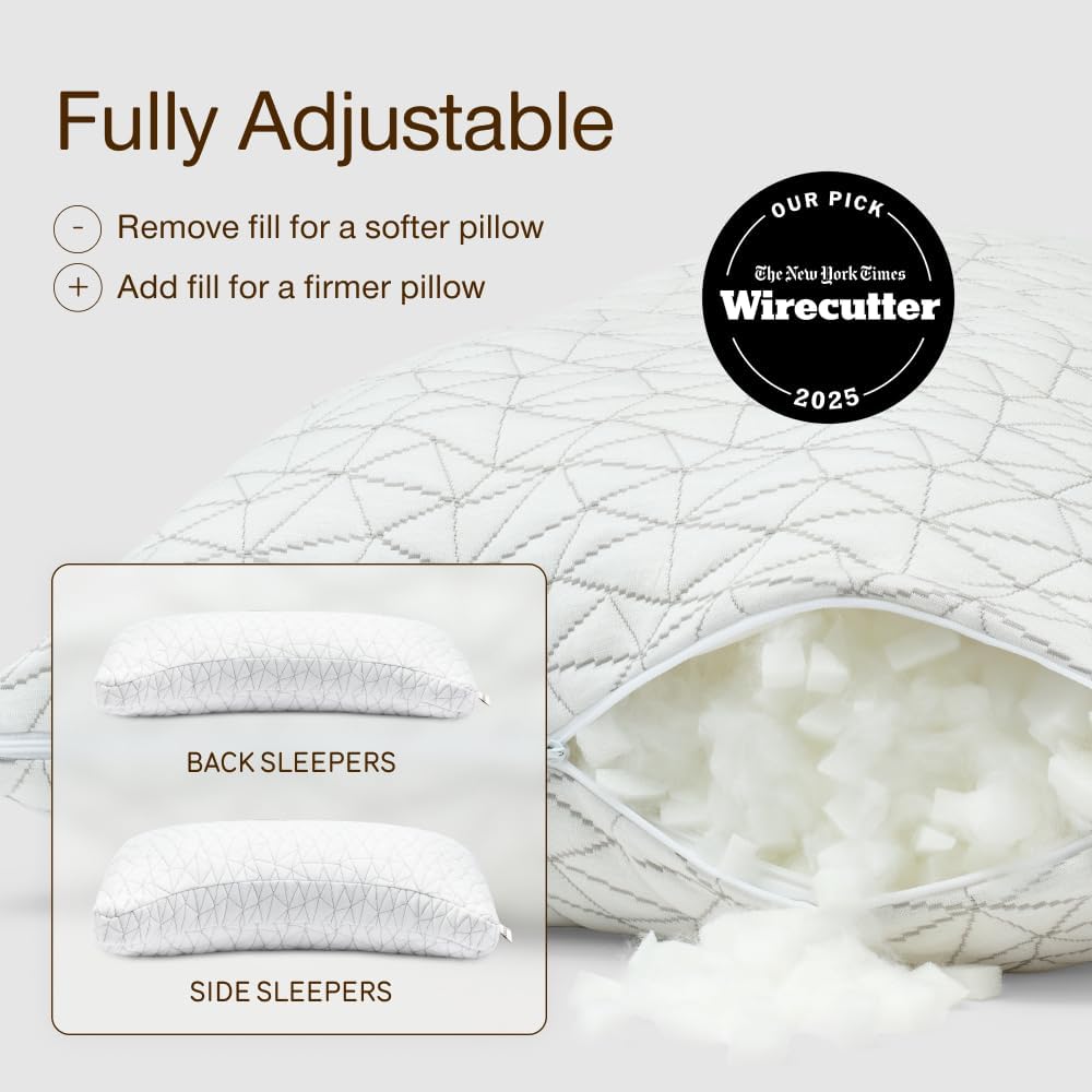 Coop Home Goods Original Crescent Adjustable Pillow, Queen Bed Pillows for Shoulder, Neck & Head Support, Crescent Foam Pillows - Medium Firm for Back & Side Sleeper, CertiPUR-US/GREENGUARD Gold