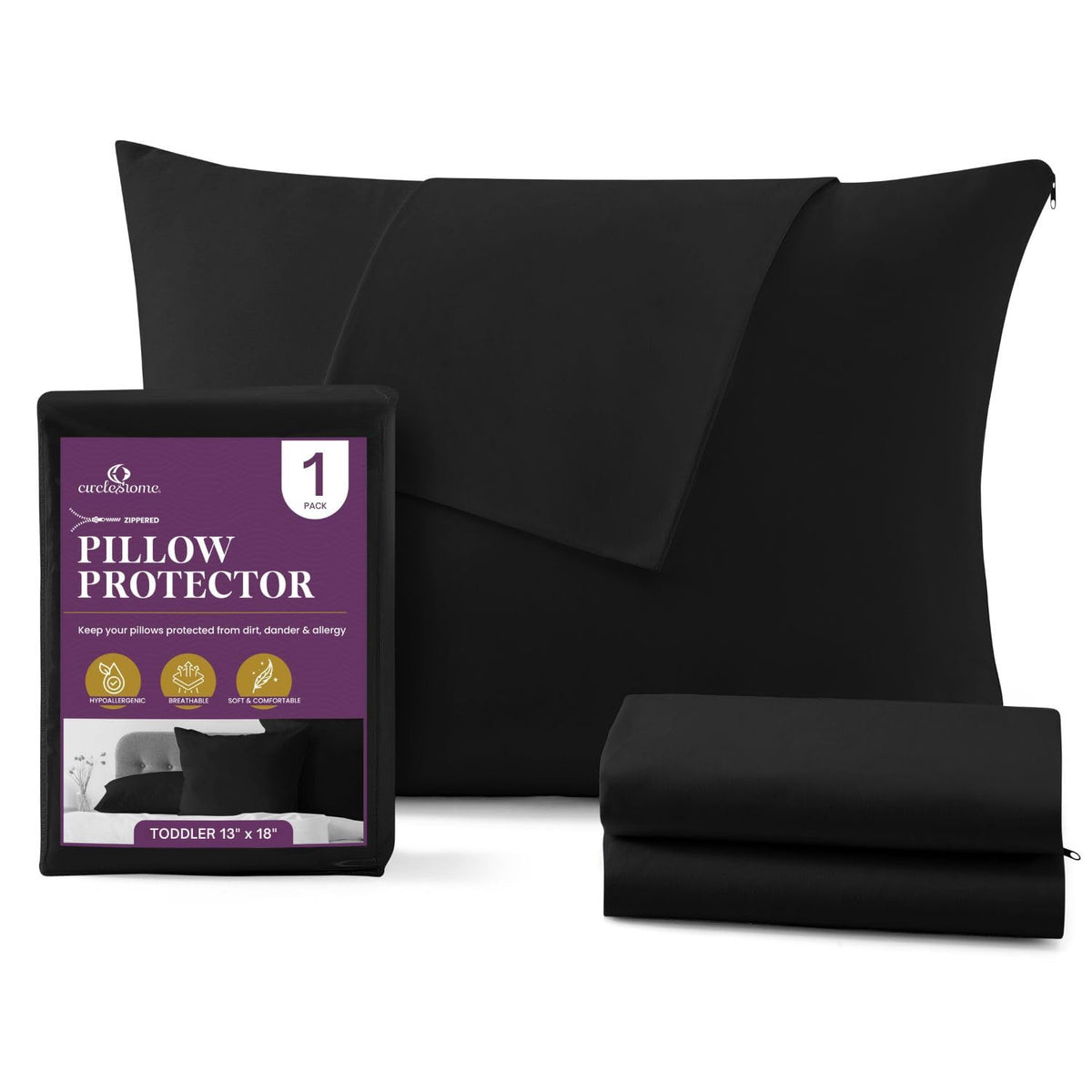 CirclesHome Pillow Protectors 4 Pack Standard Zippered - 100% Cotton Breathable Pillowcases - Protects Pillows from Dirt, Dust and Debri (Standard - Set of 4 - 20x26)