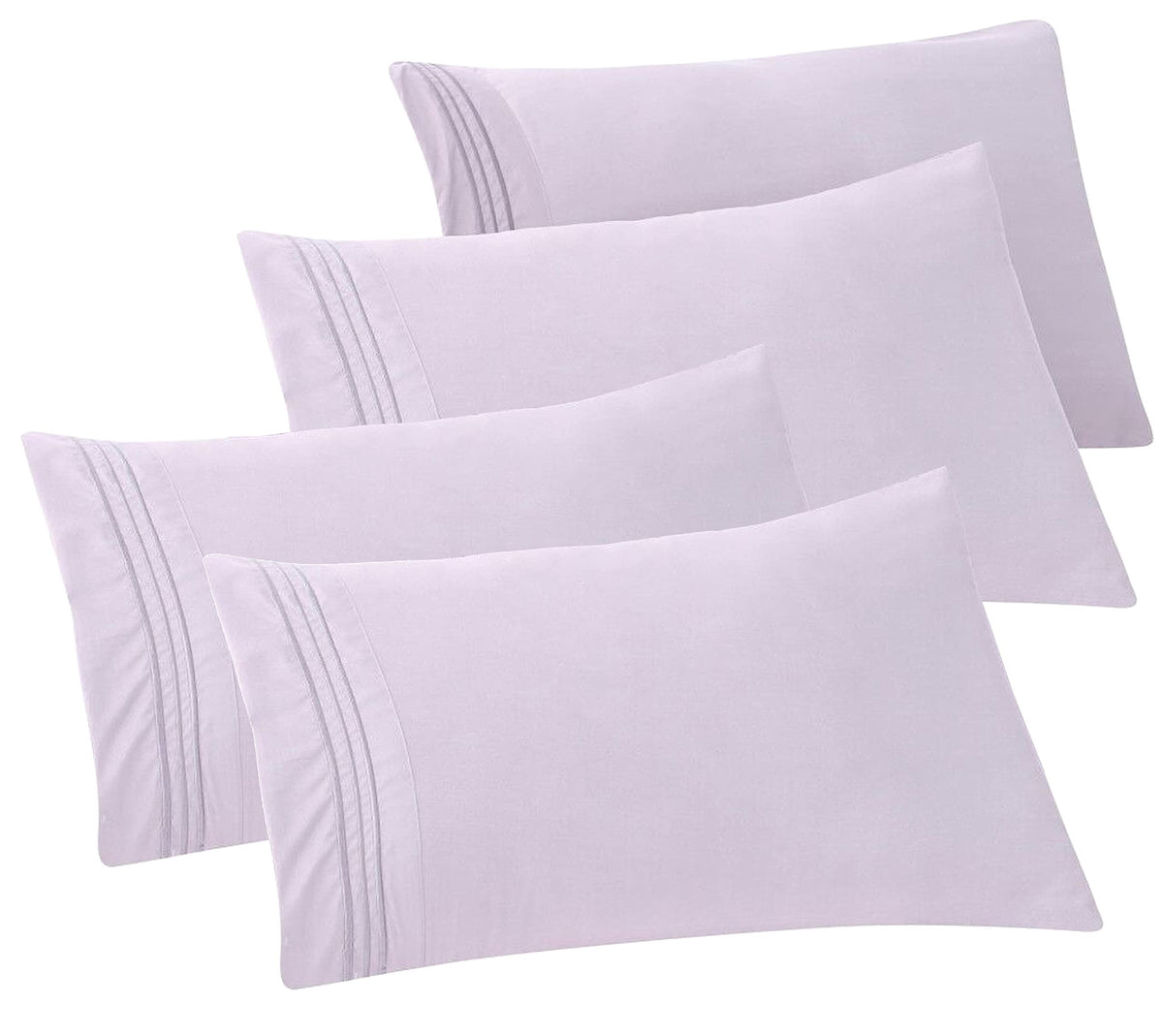 Elegant Comfort 4-PACK Solid Pillowcases 1500 Premium Hotel Quality Microfiber - Smooth Weave, Wrinkle and Stain Resistant, Easy Slip-On, 4-Piece Set, Standard/Queen Pillowcase, Gray