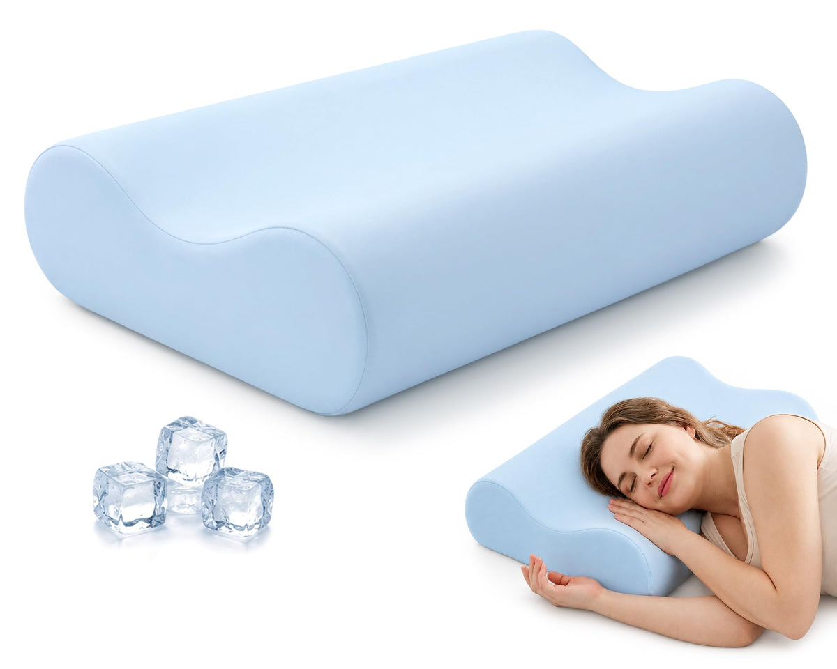 AM AEROMAX 32" King Contour Memory Foam Pillow for Neck Pain Relief, White