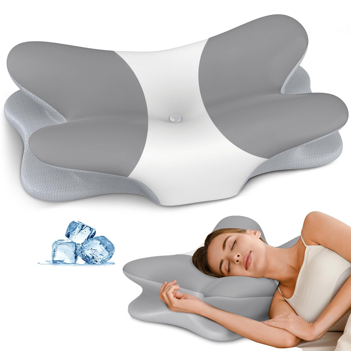 Cervical Neck Pillow for Pain Relief - Ergonomic Pillow for Neck Support, Contour Memory Foam Pillows for Sleeping, Orthopedic Bed Pillow for Side Back Stomach Sleepers(Blue)