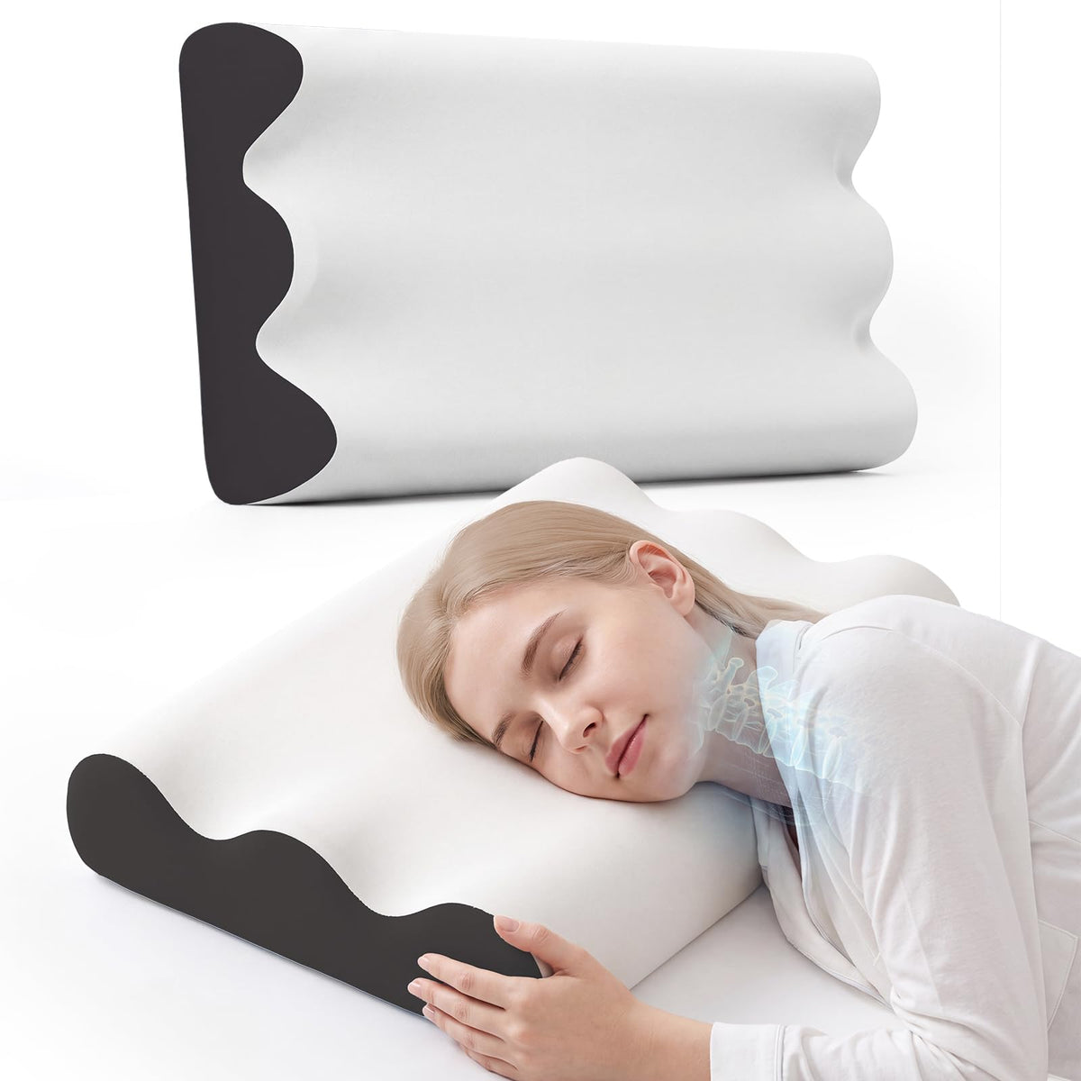 NEWBULIG Contour Memory Foam Cervical Pillow with Neck Support