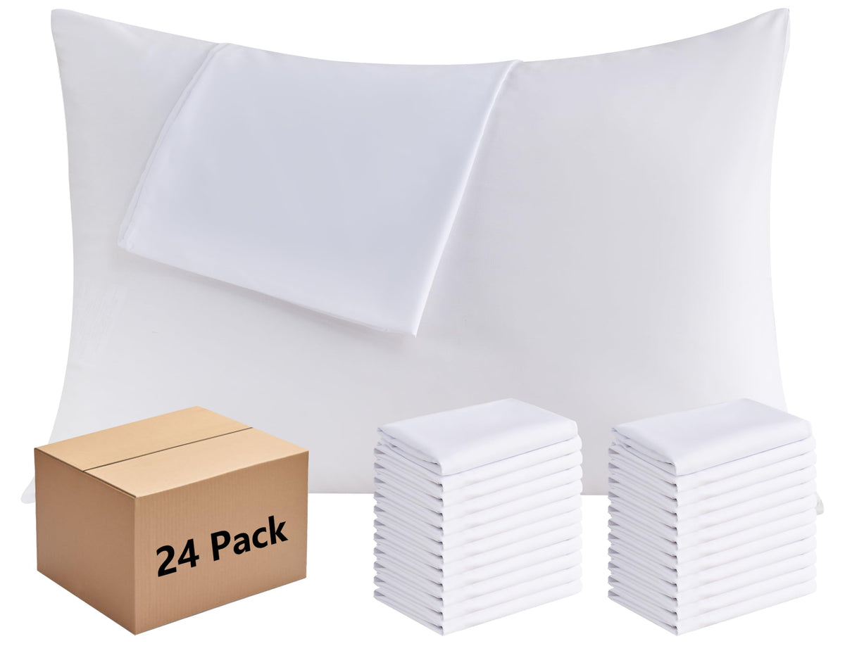 CULVE White Pillow Cases Standard 12 Pack, Microfiber Pillowcase, 20x26