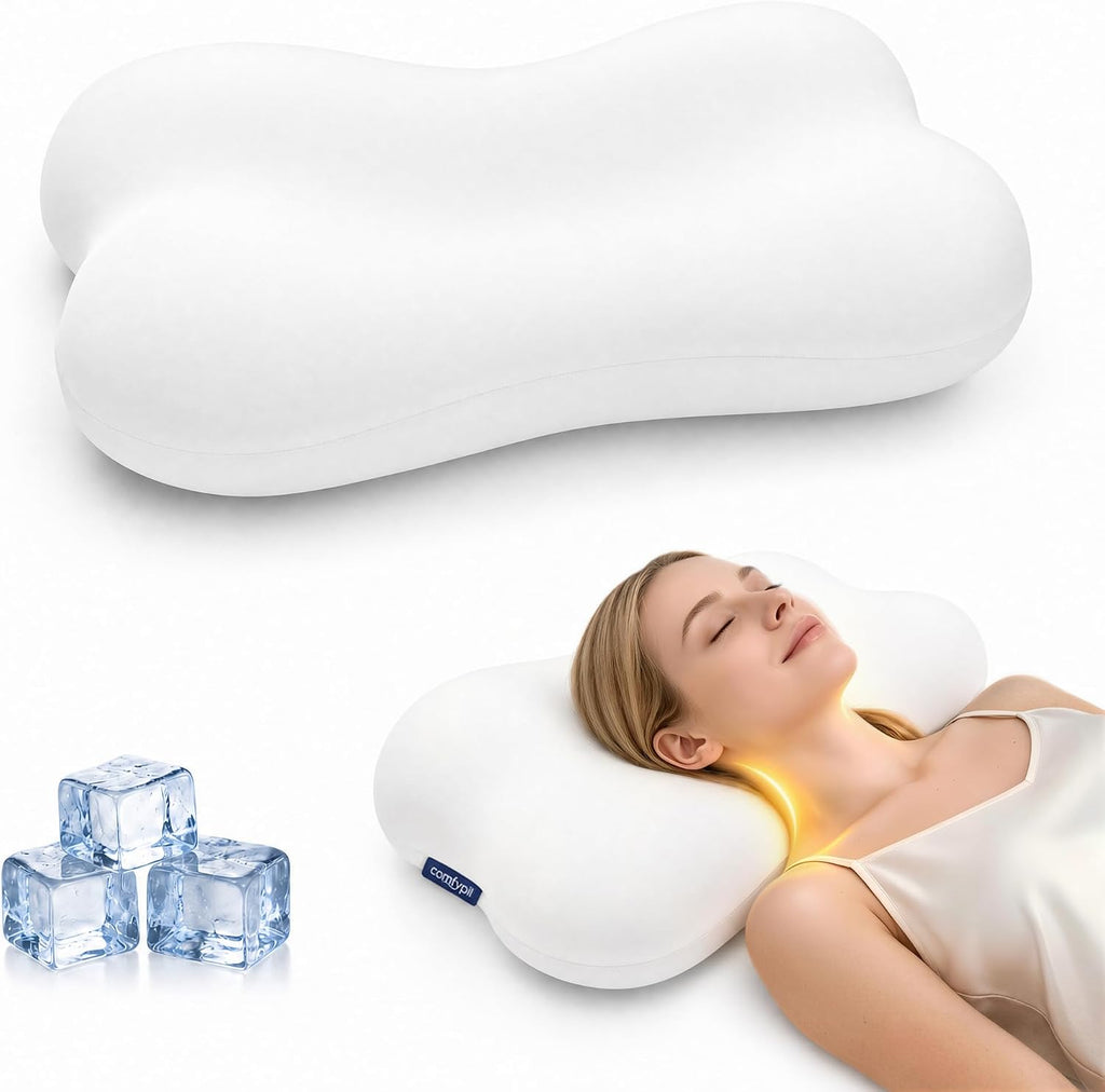 Cervical Neck Pillow for Sleeping, Memory Foam Pillows, White