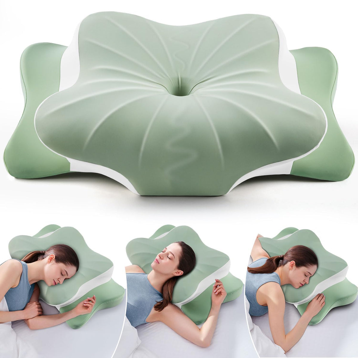 DONAMA Cervical Pillow for Neck and Shoulder Pain Relief, Cooling Contour Memory Foam Pillow, Dual-Height Ergonomic Neck Support Pillow for Side Back Stomach Sleepers with Removable Pillowcase