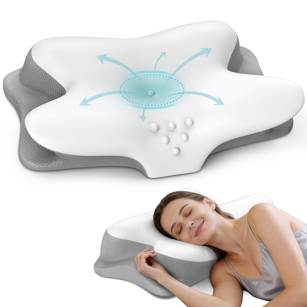 Cervical Neck Pillow for Pain Relief - Ergonomic Pillow Side Sleeper Pillow for Sleeping, Orthopedic Bed Pillow Neck Support Pillow, Contour Memory Foam Pillows for Side Back Sleepers