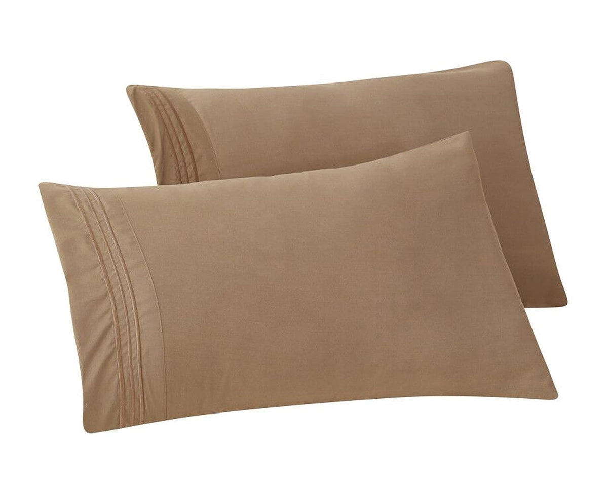 Elegant Comfort 4-PACK Solid Pillowcases 1500 Premium Hotel Quality Microfiber - Smooth Weave, Wrinkle and Stain Resistant, Easy Slip-On, 4-Piece Set, Standard/Queen Pillowcase, Gray