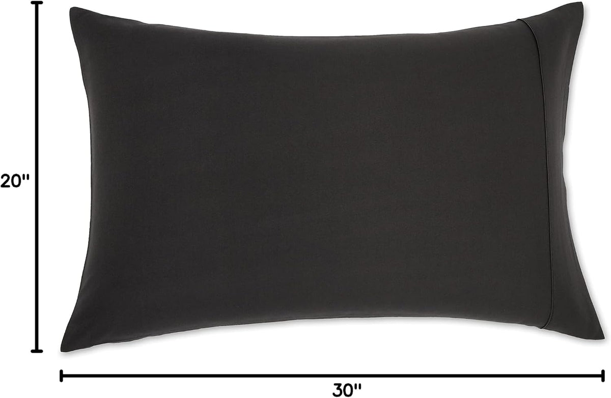 Amazon Basics Standard Pillowcases Set of 2 - Lightweight, Super Soft Easy Care Microfiber, Black, 30" L x 20" W, Pillows Not Included