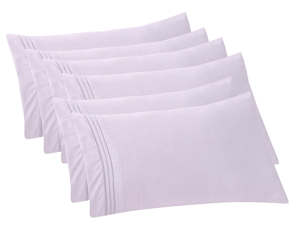 Elegant Comfort 4-PACK Solid Pillowcases 1500 Premium Hotel Quality Microfiber - Smooth Weave, Wrinkle and Stain Resistant, Easy Slip-On, 4-Piece Set, Standard/Queen Pillowcase, Gray
