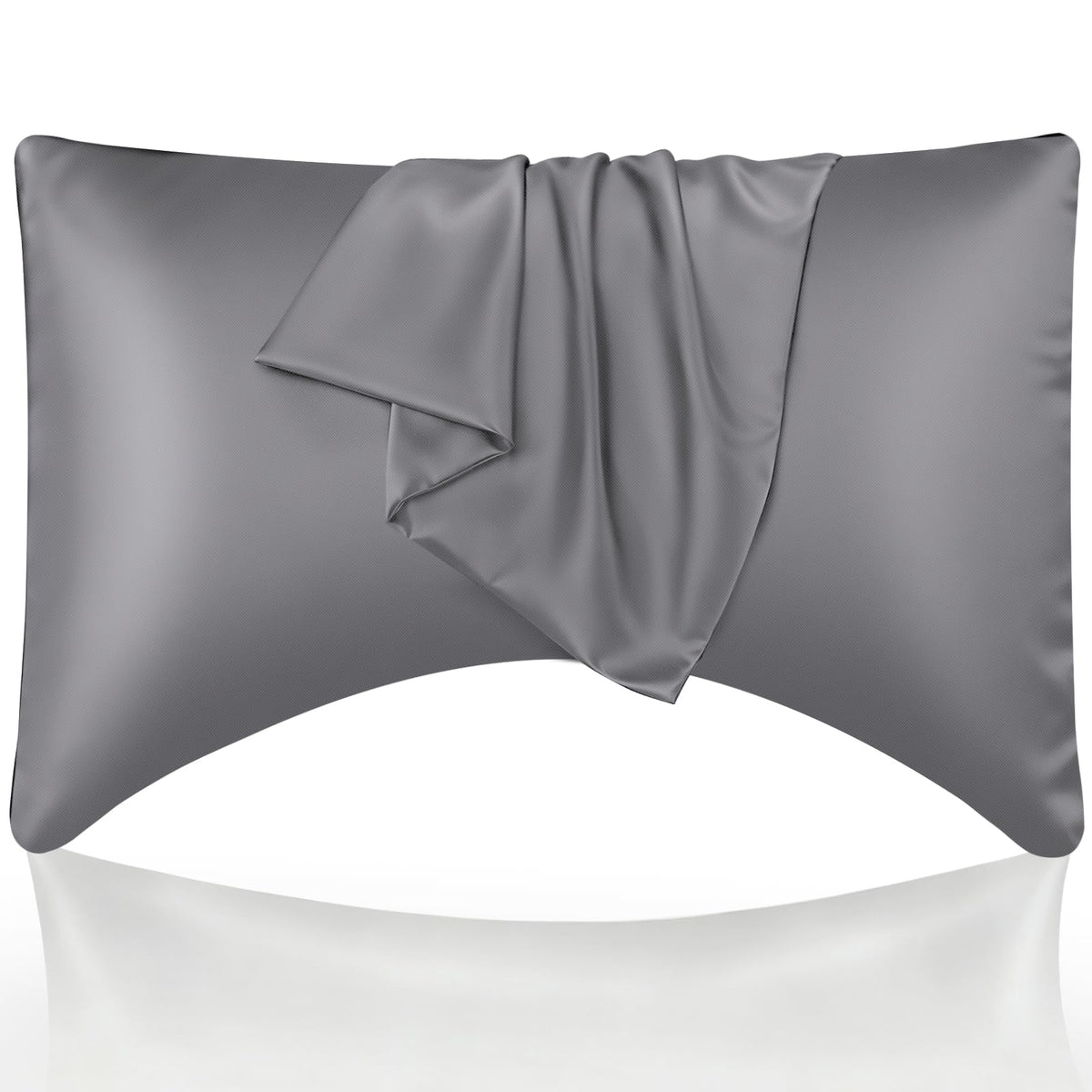 WishSmile Cooling Queen Pillowcases Set of 2 Breathable Cool Silky Soft Rayon Derived from Bamboo Fabric, Moisture Wicking for Hot Sleepers, Hair and Skin Friendly, Dark Grey, 2 Pack, 20x30IN