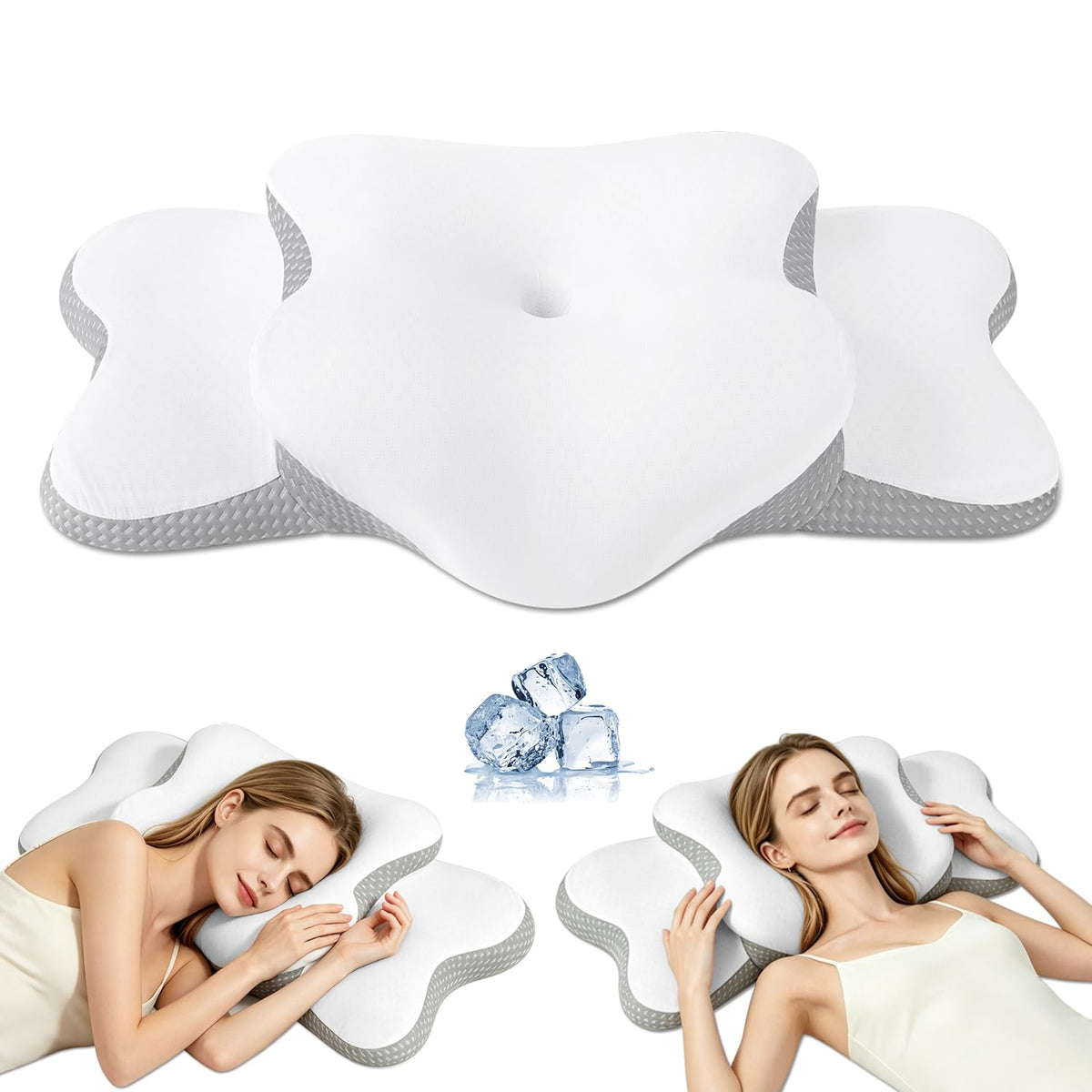 Ergo Pillow for Sleep Apnea, Neck Pain, and Snoring Relief | Cervical Neck Pillow for Neck Pain Relief & Side Sleeper | Orthopedic Memory Foam with Ergonomic Neck Support, Gray, Standard