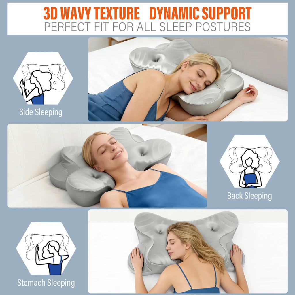 Sleep on Your Side All Night - No Ear Numbness, No Face Marks | Dual Ear Relief Pillow, Ice Silk Satin Cooling Cover, Memory Foam Neck Support, CCidea,sohochic