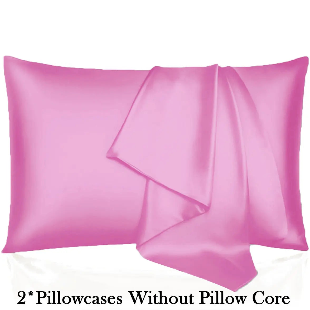 2Pcs Solid Satin Pillowcases Envelope Closure, Silky Soft, Hair & Skin Friendly, Pillow Covers Only, Hair And Skin Friendly