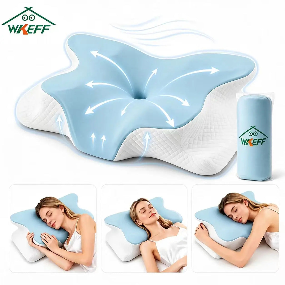 Orthopedic Cervical Neck Pillow for Sleeping - Ergonomic Memory Foam Cushion with Armrest, Back & Neck Pain Relief for All Sleep Positions, Orthopedic Memory Foam,back to school,back to school shopping,home decor,sohochic