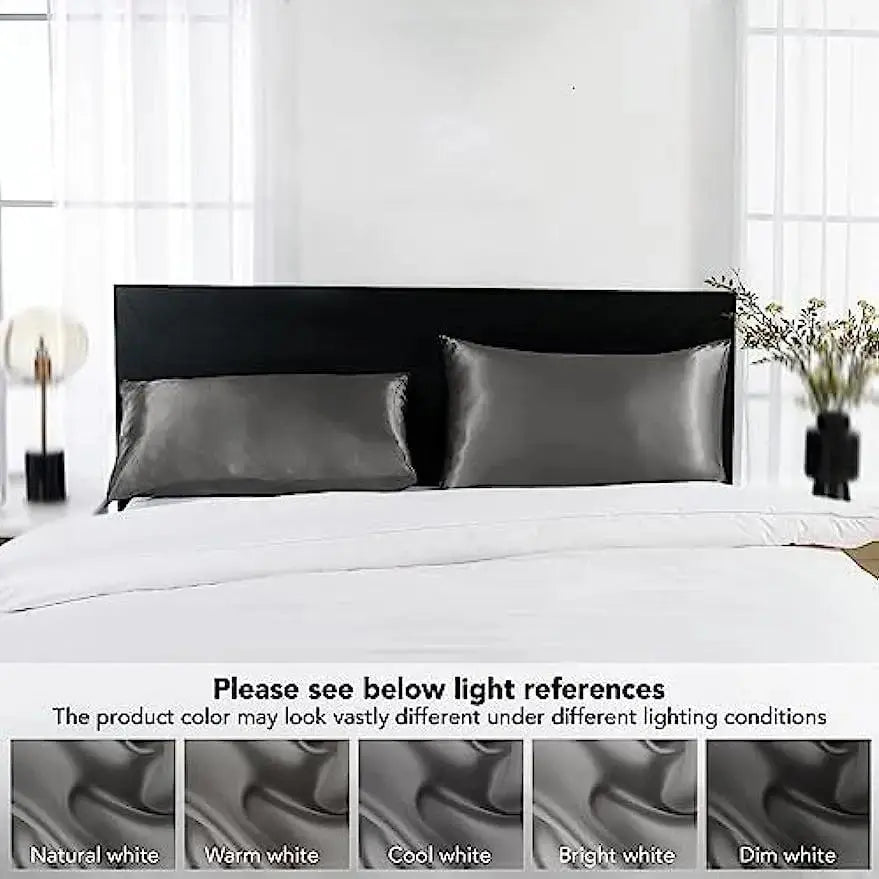 Beamly 2-Piece Satin Silk Pillowcase Set, Standard Size Coral Pillowcases for Hair and Skin, Super Soft Bedding Pillow Covers