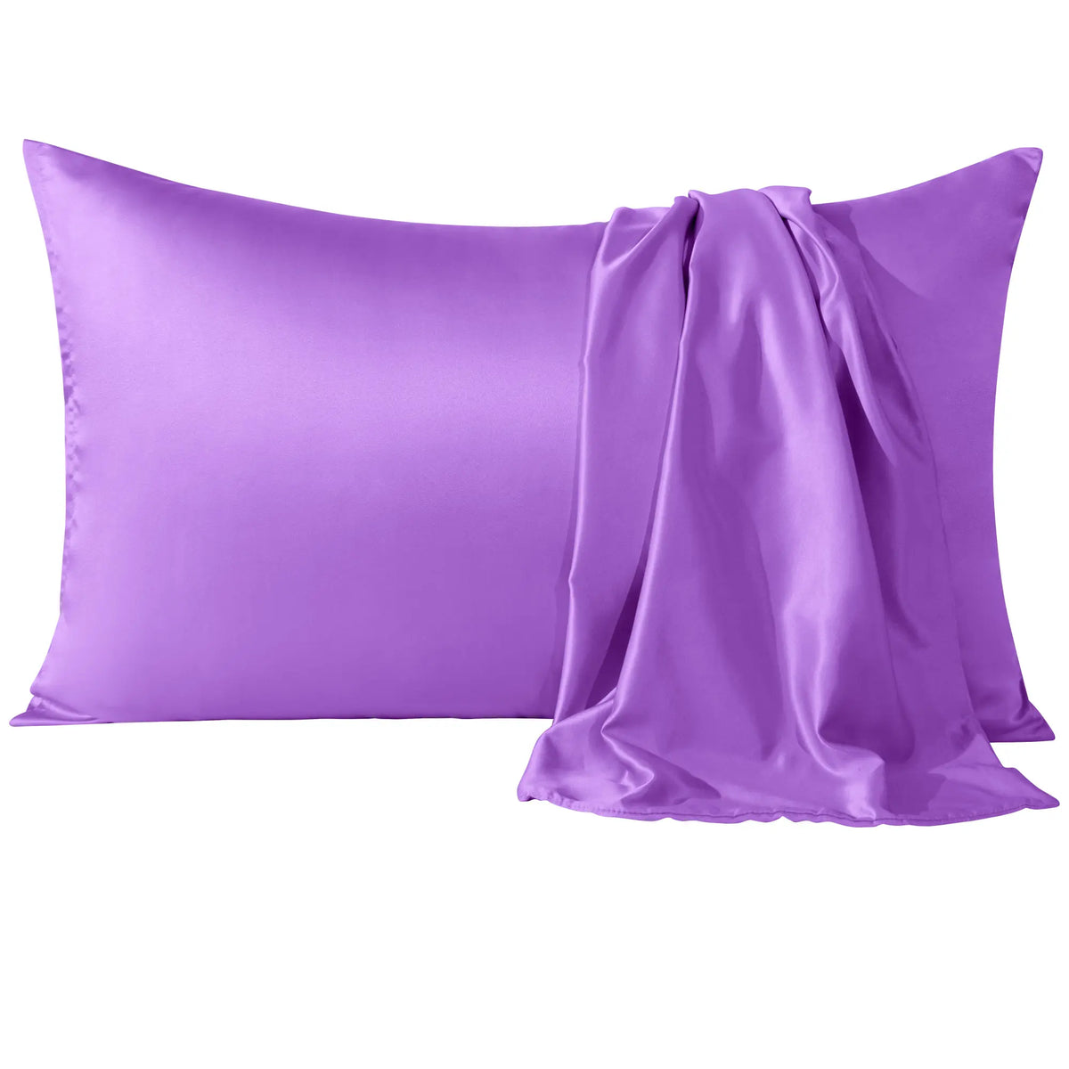 Bedsum 2‑Pack Silk‑Like Satin Pillowcases - Hidden Zipper Closure, Polyester Cooling Bedding, Gentle for Hair & Skin, Solid Colors, Thoughtful Sleep Gift Idea, Multi‑Size