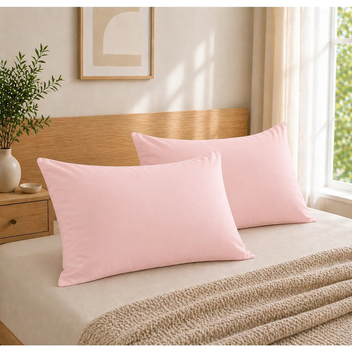 HTA 2-Pack Microfibre Pillowcases - Stain-Resistant, Durable, Ultra-Soft Envelope Closure Pillow Covers, Machine Washable for Restful Sleep