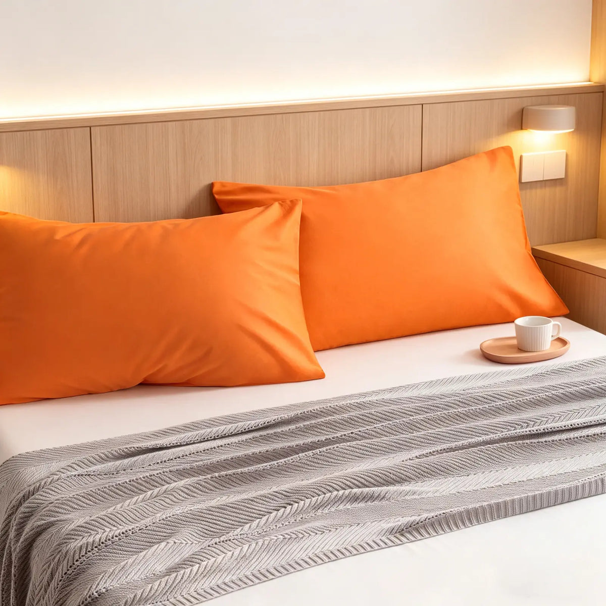 2 Pack Cotton Pillowcases, Soft Breathable Pillow Covers with Envelope Closure, Comfortable Solid Color Pillow Cases for Bed & Sleeping