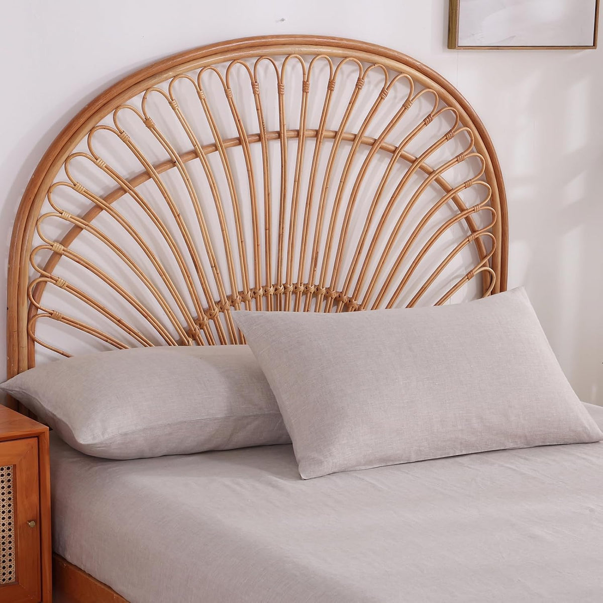 100% French Linen Pillowcase Set of 2, Natural Pure Linen Pillow Covers