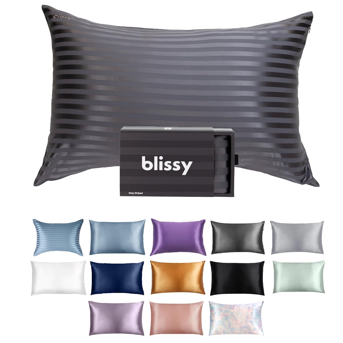 Blissy Silk Pillowcase - 100% Pure Mulberry Silk - 22 Momme 6A High-Grade Fibers - Silk Pillow Cover for Hair & Skin - Regular, Queen & King (Blissy White, Standard)