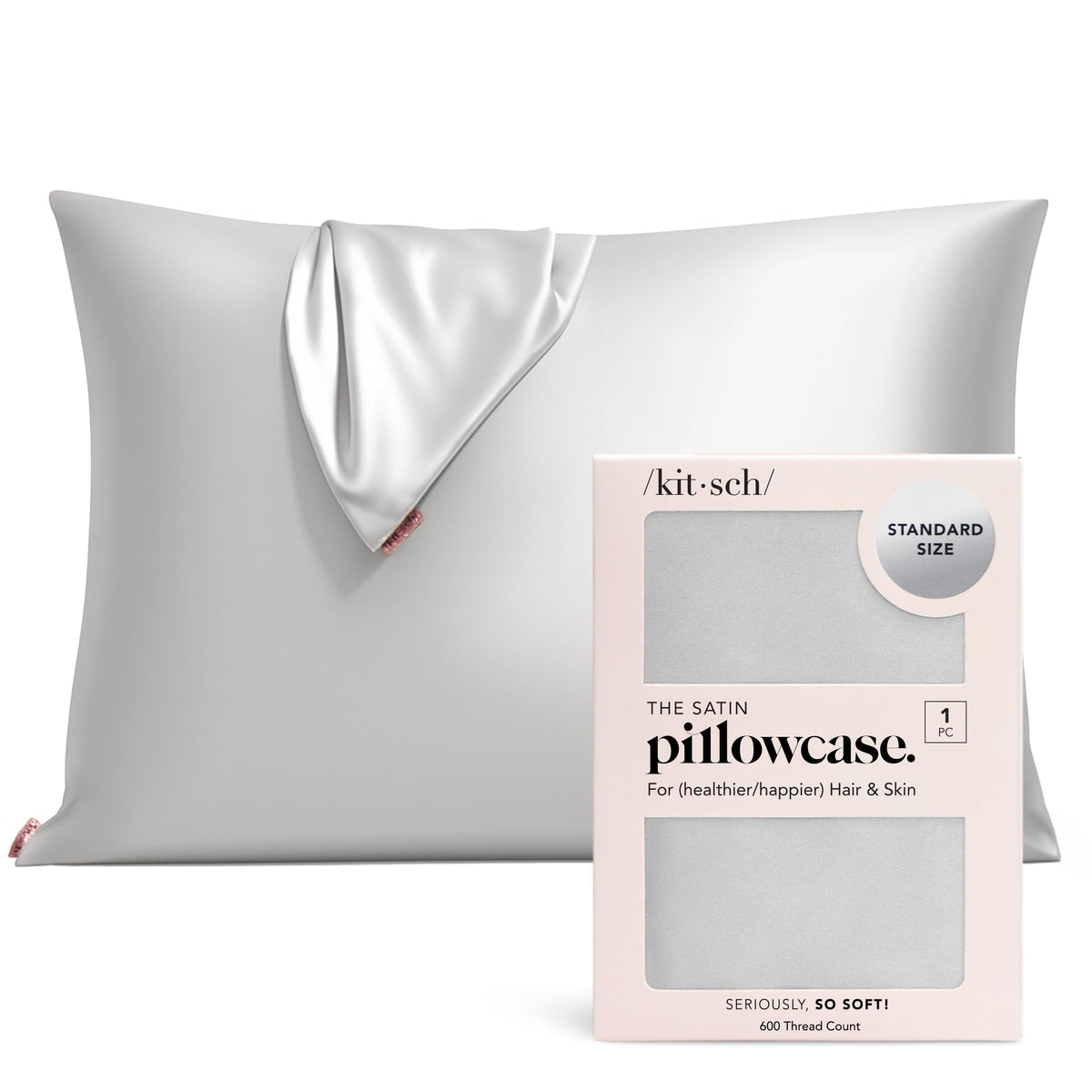 Kitsch Satin Pillowcase with Zipper - 2 pcs King Size, Ivory