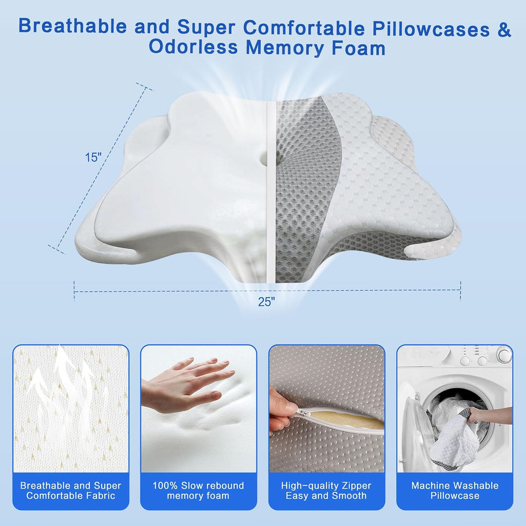 Pain Relief Cervical Pillow for Neck Support, Adjustable Ergonomic Pillow