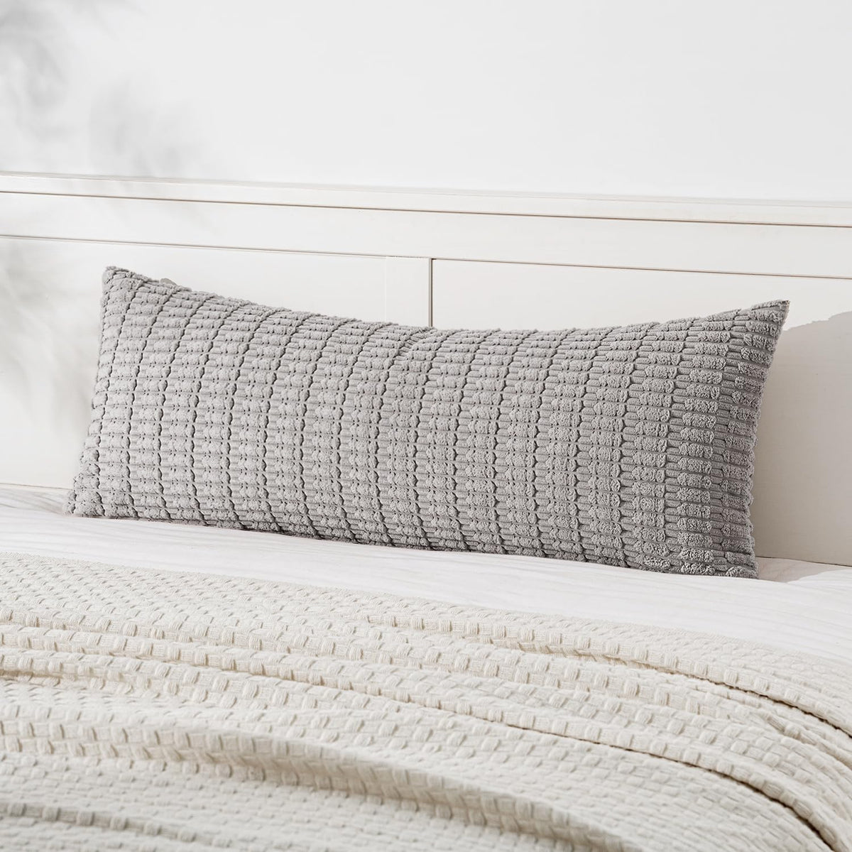 MIULEE Corduroy Decorative Throw Pillow Covers 20x20 Cream White Pack of 2