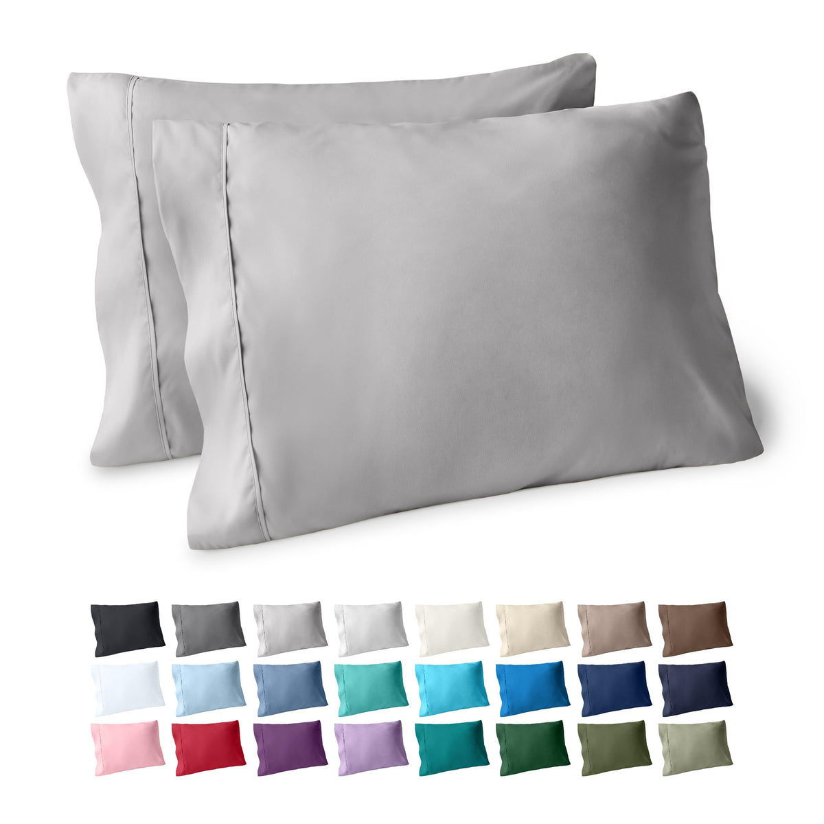 Bare Home Pillowcases Open End (Standard Set of 2, Grey)