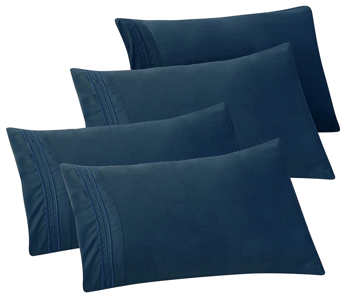Elegant Comfort 4-PACK Solid Pillowcases 1500 Premium Hotel Quality Microfiber - Smooth Weave, Wrinkle and Stain Resistant, Easy Slip-On, 4-Piece Set, Standard/Queen Pillowcase, Gray