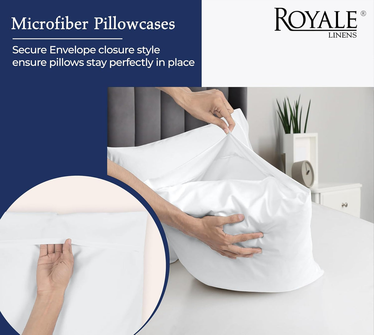 Royale Linens White Pillowcase Set of 12 - Queen 20"x30" Bed Pillow Cover - 1800 Brushed Microfiber - Wrinkle & Fade Resistant - Bulk Pillow Cases - Hotel Quality Pillowcase 12 Pack (Queen, White)