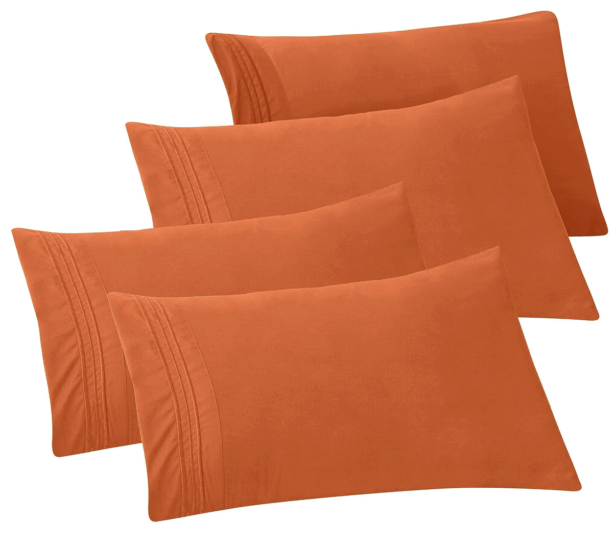 Elegant Comfort 4-PACK Solid Pillowcases 1500 Premium Hotel Quality Microfiber - Smooth Weave, Wrinkle and Stain Resistant, Easy Slip-On, 4-Piece Set, Standard/Queen Pillowcase, Gray