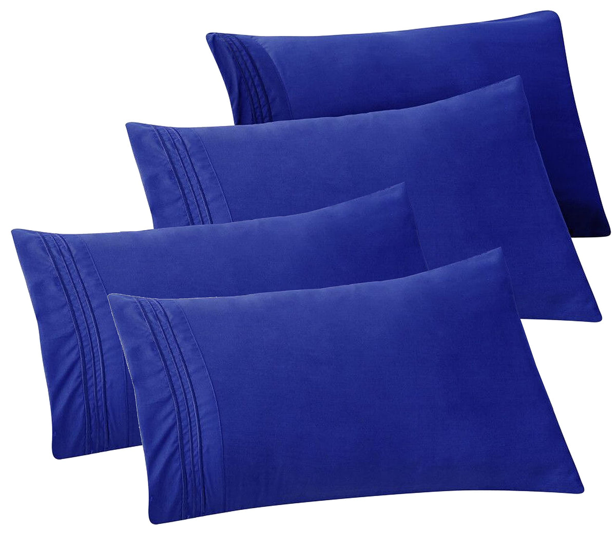 Elegant Comfort 4-PACK Solid Pillowcases 1500 Premium Hotel Quality Microfiber - Smooth Weave, Wrinkle and Stain Resistant, Easy Slip-On, 4-Piece Set, Standard/Queen Pillowcase, Gray