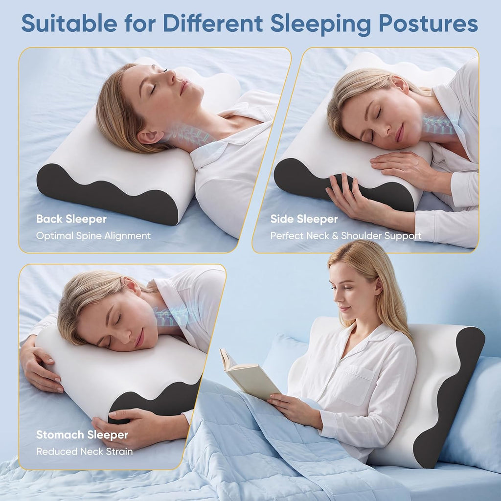 NEWBULIG Contour Memory Foam Cervical Pillow with Neck Support