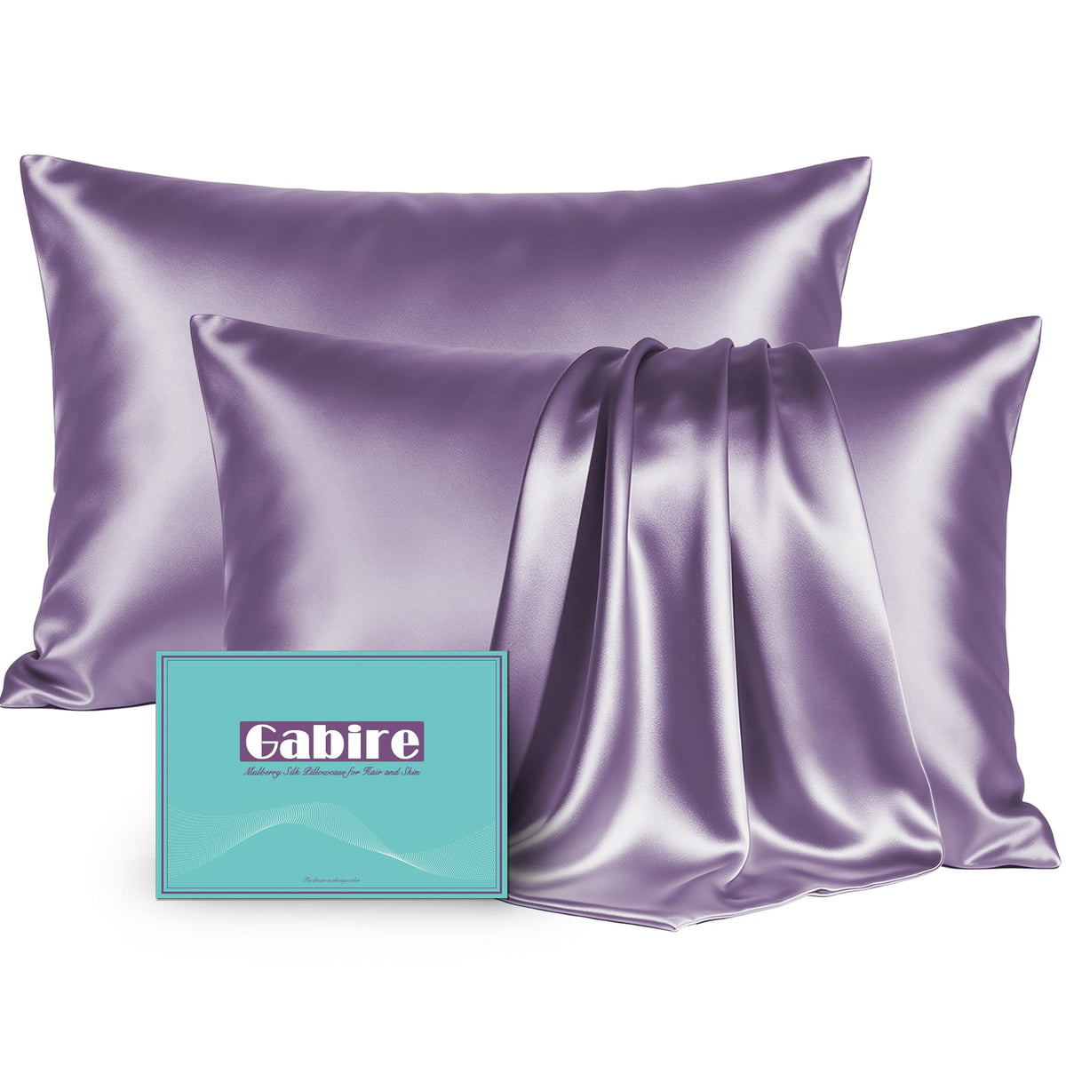 Gabire Mulberry Silk Pillow Cases Set of 2, Both Sides Real Silk Pillowcase for Hair and Skin Prevent Acne Pillowcase Organic Silk Pillowcase 2 Pack with Hidden Zipper, Black, Standard (20"×26")