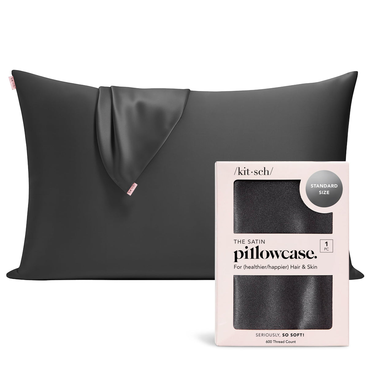 Kitsch Satin Pillowcase with Zipper - 2 pcs King Size, Ivory