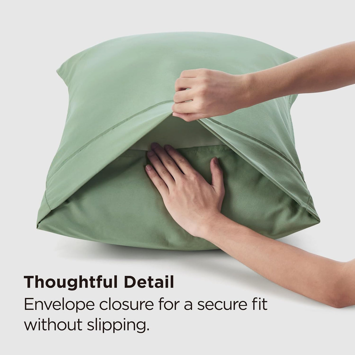 Bedsure Queen Pillow Cases Set of 2 - Sage Green Brushed Microfiber Pillowcase 2 Pack, Super Soft and Cozy Pillow Sham Covers with Envelope Closure, Wrinkle, Fade Resistant, 20x30 Inches