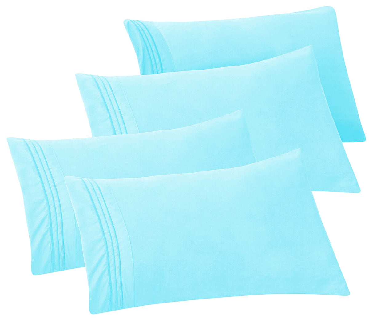 Elegant Comfort 4-PACK Solid Pillowcases 1500 Premium Hotel Quality Microfiber - Smooth Weave, Wrinkle and Stain Resistant, Easy Slip-On, 4-Piece Set, Standard/Queen Pillowcase, Gray